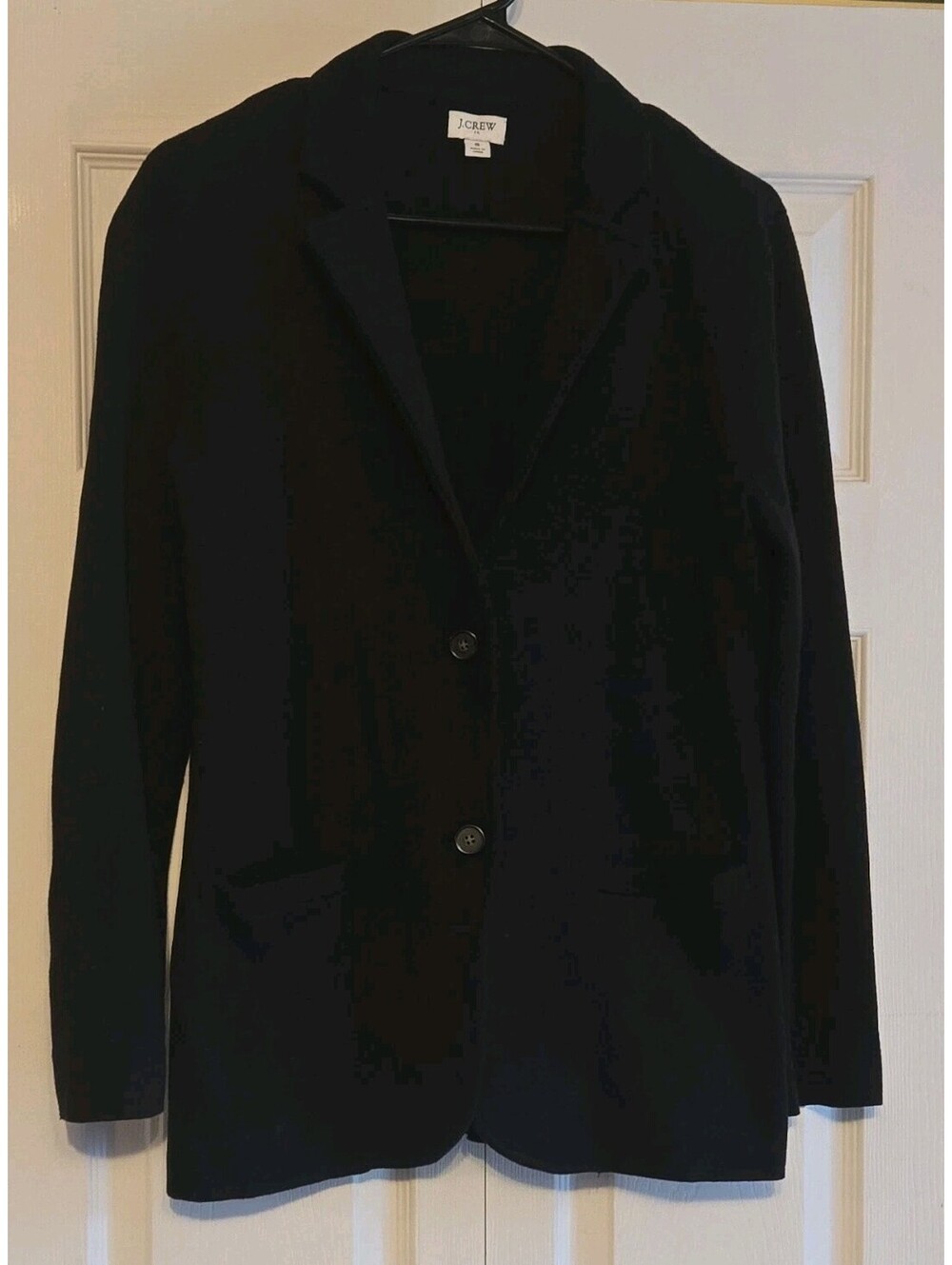 J.CREW Black school boy Cotton Knit Cardigan Sweater Blazer Collared Buttons S